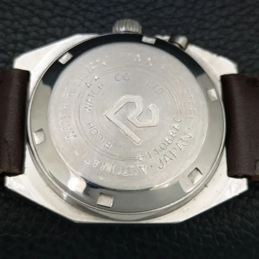 Vintage 1979 Ricoh Automatic Mens Silver Watch W/daydate & Gold accents